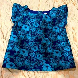 Sleeveless Blue/Green Floral Blouse SIZE 8